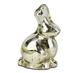 Hase grün/silber antik - ca. 7,5 x 12 cm