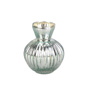 Vase bauchig - türkis/silber - ca. 9 x 12,5 cm