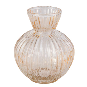 Vase bauchig rose/klar - ca. 9 x 12,5 cm