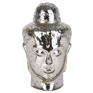 Buddhakopf silber - ca. 12 x 22 cm