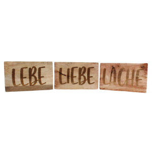 Holzblock mit Schriftzug - braun - ca. 20 x 3 x 12,5 cm - 1 Stück
