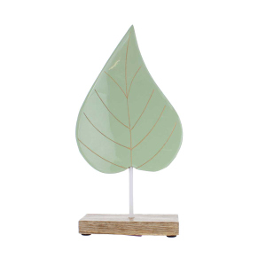 Standdeko - Blatt - grün/braun - ca. 14 x 5 x 26,5 cm