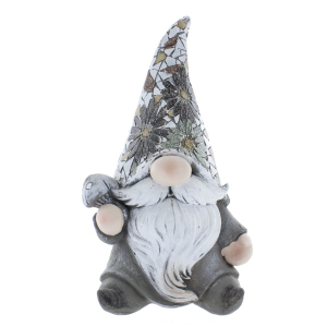 Wichtel stehend mit Solar LED - grau - ca. 26 x 18 x 46 cm