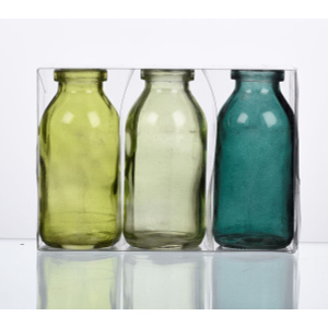 Vasen - 3er Set - aus Glas - ca. 16,5 x 5,5 x 10,5 cm - grün 