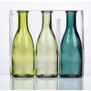 Vasen - 3er Set - aus Glas - ca. 19,8 x 6,6 x 18,5 cm - grün 