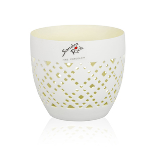 Windlicht - Orient - aus Porzellan - ca. 10 x 10 x 8,8 cm - weiss