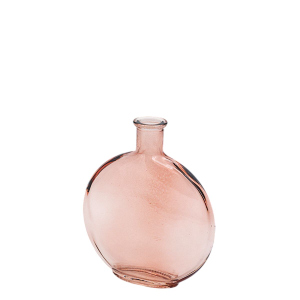 Vase - aus Glas - rund - ca. 13 x 4,5 x 15,4 cm - rosa 