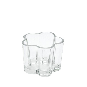 Teelichtglas - Blume - ca. 7,7 x7,7 x 6 cm - klar