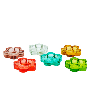 Teelichthalter - Blume - ca. 7 x 7 x 2,5 cm - klar