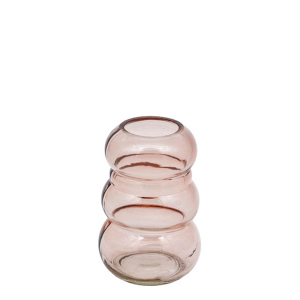 Vase - gewölbt - aus Glas - ca. 7,3 x7,3 x 10,9 cm - rosa 