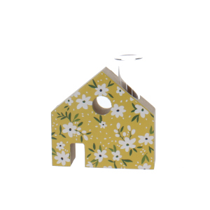 Haus mit Reagenzglas gelb/weiß - ca. 10 x 2,5 x 11 cm