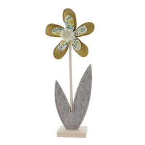 Blume auf Fuß gelb/grau - ca. 12 x 4 x 27 cm