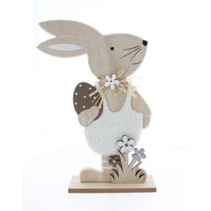 Hase stehend auf Platte weiß/braun - ca. 21 x 6 x 31 cm