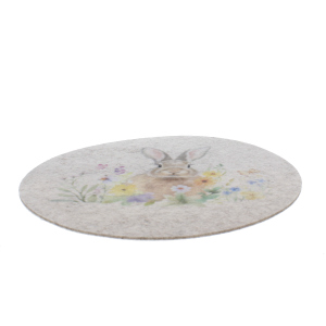Platzmatte Hase mit Blumen - ca. 31 x 31 x 0,3 cm 