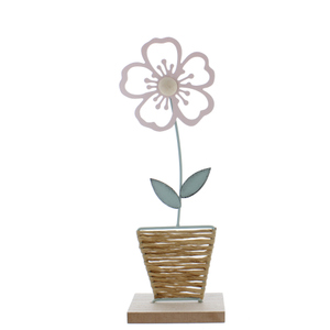 Blume in Seilvase braun/rosa - ca. 10 x 6 x 29 cm