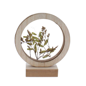 LED Dekoring mit Blumen - braun/grün - ca. 14,5 x 5,5 x 17 cm