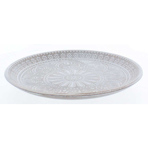 Dekoteller mit Ornamenten - rund - weiß - ca. 29,5 x 29,5 x 3,4 cm