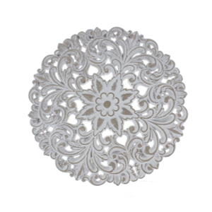 Dekoplatte - Blumenmotiv - weiß - ca. 29,7 x 29,7 x 1,6 cm