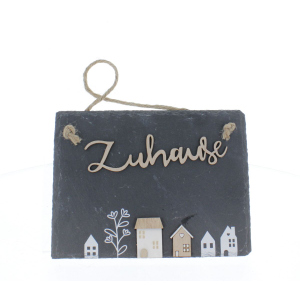 Türschild Zuhause schwarz - ca. 20 x 15 x 26 cm