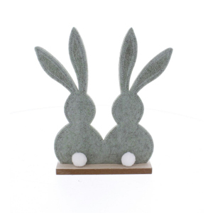 Hasen auf Holzbrett grün - ca. 20 x 4,5 x 20,5 cm