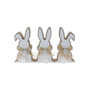 Hasen Trio weiß/braun - ca. 22,5 x 3 x 13,5 cm