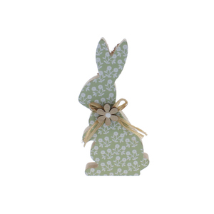 Hase mit Strohschleife grün/braun - ca. 7,5 x 2,5 x 15,5 cm