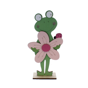 Frosch mit Blume/Marienkäfer grün/rosa - ca. 20 x 10 x 4 cm