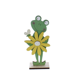 Frosch mit Blume/Schmetterling grün/gelb - ca. 15,5 x 8 x 4 cm