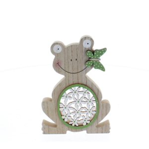 Frosch mit Blumen/Schmetterling braun/grün/weiß - ca. 15 x 10,5 x 1,5 cm