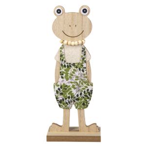 Standdeko - Frosch in Latzhose - braun/grün/weiß - ca. 10,5 x 5 x 26,5 cm