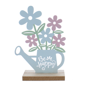 Gießkanne Be Happy blau/rosa - ca. 13,5 x 5 x 19,5 cm