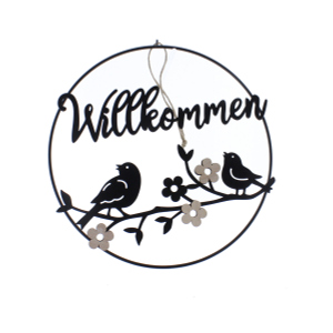 Dekoring Willkommen schwarz - ca. 30 x 30 cm