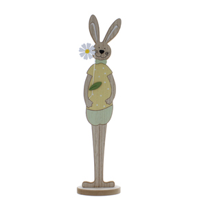 Hase stehend rosa/grün - ca. 14,5 x 8,5 x 60 cm - 1 Stück