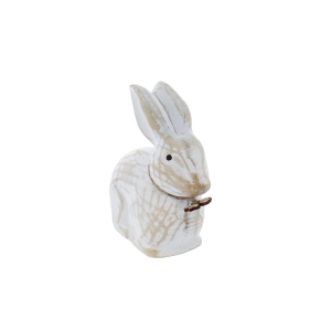 Hase mit Blume weiß - ca. 12 x 5 x 13 cm