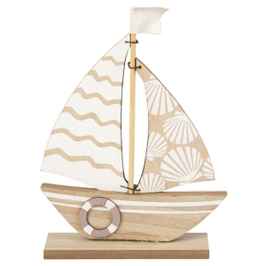 Segelboot braun/weiß - ca. 17 x 4 x 24 cm