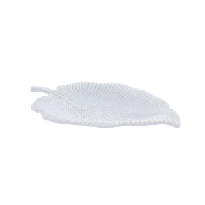 Dekoteller Blatt - weiß - ca. 26,5 x 20,5 x 3,5 cm