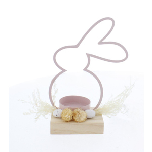 Teelichhalter Hasen-Silhouette - rosa/braun - ca. 9 x 6 x 18 cm