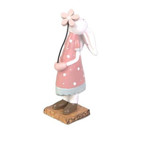 Hase stehend mit Blume - rosa/weiß - ca. 7 x 5 x 15 cm