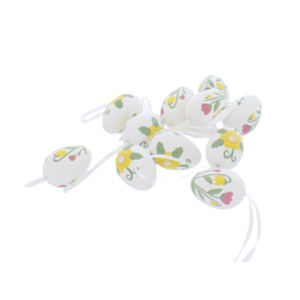 12 Ostereier mit Blumenmotiv - weiß - ca. 4 cm