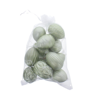 12 Ostereier metallic mint -  ca. 6 cm