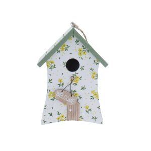 Dekohänger-Vogelhäuschen - Welcome - grün/weiß - ca. 13 x 8 x 18,5 cm