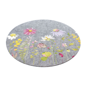 Platzmatte - Blumen- grau - ø ca. 35 cm