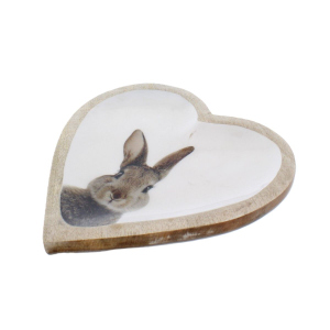 Dekoteller - Herz mit Hase - braun/weiß - ca. 25,5 x 24,5 x 2,5 cm