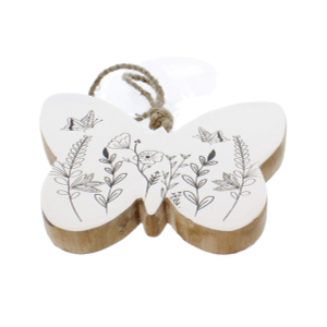Dekohänger Schmetterling - weiß/schwarz - ca. 19 x 1,5 x 15,5 cm