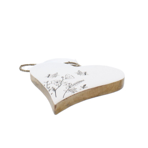 Dekohänger Herz - weiß/schwarz - ca. 18 x 2 x 19 cm