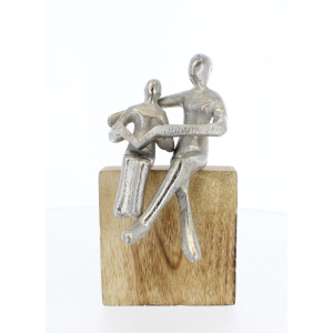 Mutter mit Kind silber/braun - ca. 11 x 7,5 x 19 cm