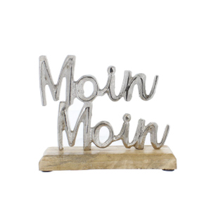 Schriftzug - Moin Moin - silber/braun - ca. 15 x 5 x 13 cm