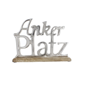 Schriftzug - Anker Platz - silber/braun - ca. 25 x 5 x 16,5 cm