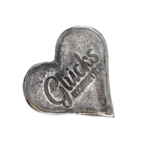 Dekoteller Herz Glücksmomente silber - ca. 15 x 1 cm