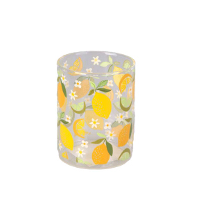 Trinkglas - Zitronen und Limetten - klar/gelb/grün - ca. 7 x 9 cm